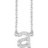 diamond lowercase initial necklace, initial necklace, diamond initial necklace 14K white gold A initial charm variant--A variant--14K-white-gold