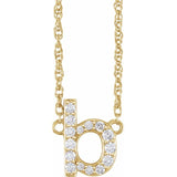 diamond lowercase initial necklace, initial necklace, diamond initial necklace 14K yellow gold B initial charm variant--B variant--14K-yellow-gold