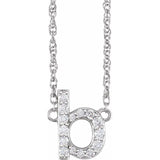 diamond lowercase initial necklace, initial necklace, diamond initial necklace 14K white gold B initial charm variant--B variant--14K-white-gold