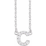 diamond lowercase initial necklace, initial necklace, diamond initial necklace 14K white gold C initial charm variant--C variant--14K-white-gold