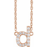 diamond lowercase initial necklace, initial necklace, diamond initial necklace 14K rose gold D initial charm variant--D variant--14K-rose-gold