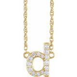 diamond lowercase initial necklace, initial necklace, diamond initial necklace 14K yellow gold D initial charm variant--D variant--14K-yellow-gold