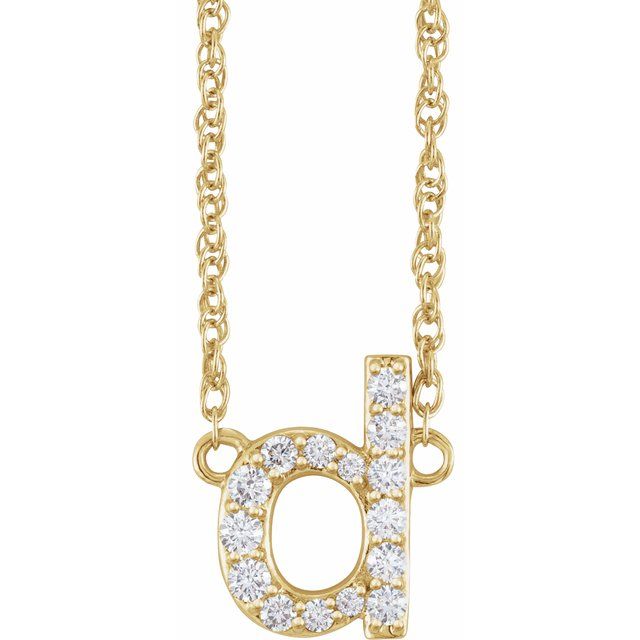 diamond lowercase initial necklace, initial necklace, diamond initial necklace 14K yellow gold D initial charm
