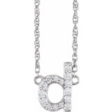 diamond lowercase initial necklace, initial necklace, diamond initial necklace 14K white gold D initial charm variant--D variant--14K-white-gold