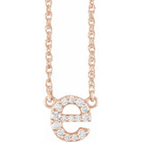 diamond lowercase initial necklace, initial necklace, diamond initial necklace 14K rose gold E initial charm variant--E variant--14K-rose-gold