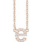 diamond lowercase initial necklace, initial necklace, diamond initial necklace 14K rose gold E initial charm
