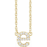 diamond lowercase initial necklace, initial necklace, diamond initial necklace 14K yellow gold E initial charm variant--E variant--14K-yellow-gold