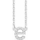 diamond lowercase initial necklace, initial necklace, diamond initial necklace 14K white gold E initial charm variant--E variant--14K-white-gold