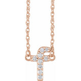 diamond lowercase initial necklace, initial necklace, diamond initial necklace 14K rose gold F initial charm variant--F variant--14K-rose-gold