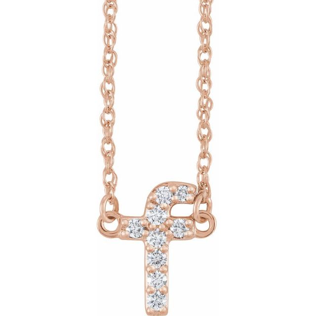 diamond lowercase initial necklace, initial necklace, diamond initial necklace 14K rose gold F initial charm