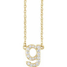 diamond lowercase initial necklace, initial necklace, diamond initial necklace 14K yellow gold G initial charm