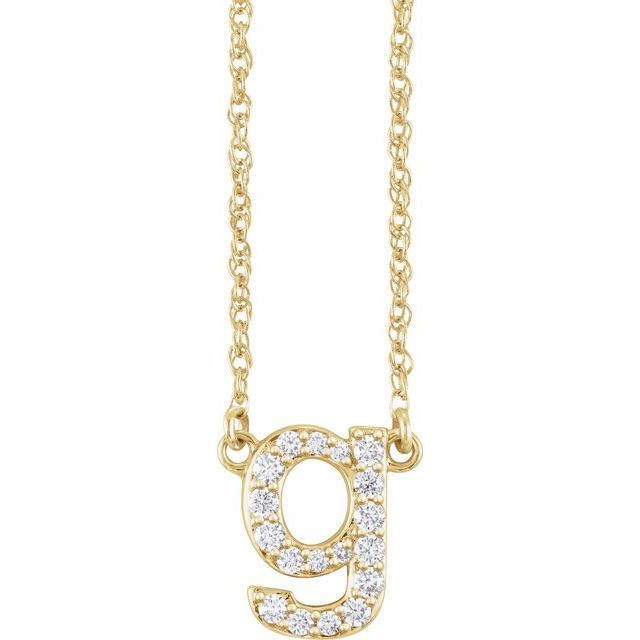 diamond lowercase initial necklace, initial necklace, diamond initial necklace 14K yellow gold G initial charm