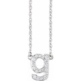 diamond lowercase initial necklace, initial necklace, diamond initial necklace 14K white gold G initial charm variant--G variant--14K-white-gold