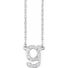 diamond lowercase initial necklace, initial necklace, diamond initial necklace 14K white gold G initial charm