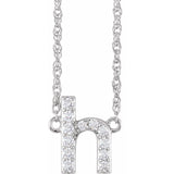 diamond lowercase initial necklace, initial necklace, diamond initial necklace 14K white gold H initial charm variant--H variant--14K-white-gold