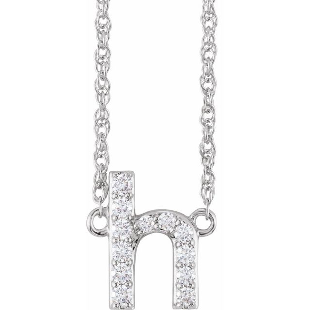 diamond lowercase initial necklace, initial necklace, diamond initial necklace 14K white gold H initial charm