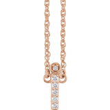 diamond lowercase initial necklace, initial necklace, diamond initial necklace 14K rose gold I initial charm variant--I variant--14K-rose-gold