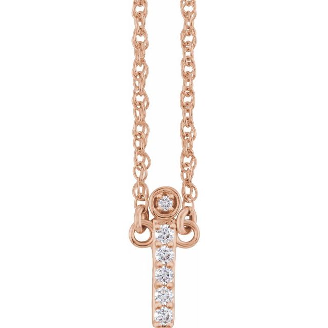 diamond lowercase initial necklace, initial necklace, diamond initial necklace 14K rose gold I initial charm variant--I variant--14K-rose-gold