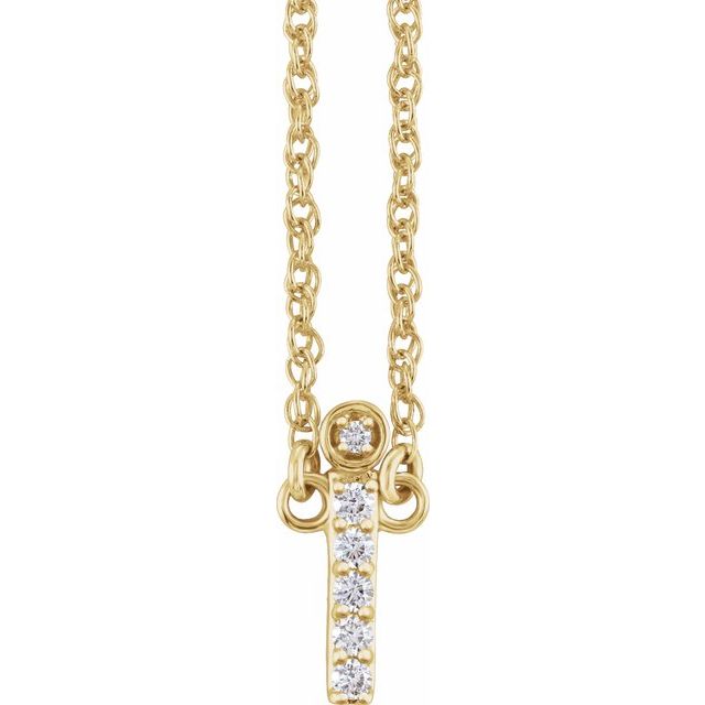 diamond lowercase initial necklace, initial necklace, diamond initial necklace 14K yellow gold I initial charm variant--I variant--14K-yellow-gold