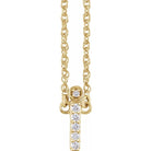 diamond lowercase initial necklace, initial necklace, diamond initial necklace 14K yellow gold I initial charm
