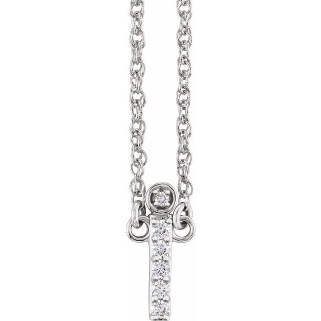 diamond lowercase initial necklace, initial necklace, diamond initial necklace 14K white gold I initial charm variant--I variant--14K-white-gold