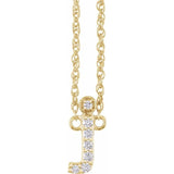 diamond lowercase initial necklace, initial necklace, diamond initial necklace 14K yellow gold J initial charm variant--J variant--14K-yellow-gold