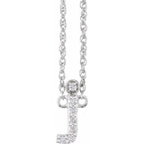diamond lowercase initial necklace, initial necklace, diamond initial necklace 14K white gold J initial charm variant--J variant--14K-white-gold