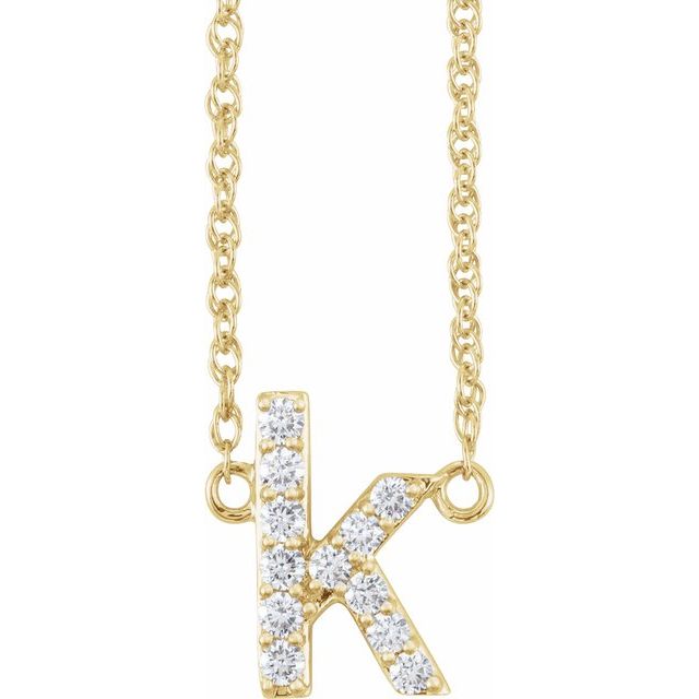 diamond lowercase initial necklace, initial necklace, diamond initial necklace 14K yellow gold K initial charm