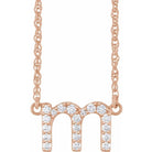 diamond lowercase initial necklace, initial necklace, diamond initial necklace 14K rose gold M initial charm