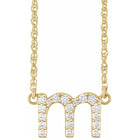 diamond lowercase initial necklace, initial necklace, diamond initial necklace 14K yellow gold M initial charm