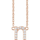 diamond lowercase initial necklace, initial necklace, diamond initial necklace 14K rose gold N initial charm