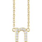 diamond lowercase initial necklace, initial necklace, diamond initial necklace 14K yellow gold N initial charm