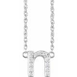 diamond lowercase initial necklace, initial necklace, diamond initial necklace 14K white gold N initial charm variant--N variant--14K-white-gold
