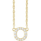 diamond lowercase initial necklace, initial necklace, diamond initial necklace 14K yellow gold O initial charm