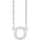 diamond lowercase initial necklace, initial necklace, diamond initial necklace 14K white gold O initial charm