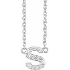 diamond lowercase initial necklace, initial necklace, diamond initial necklace 14K white gold S initial charm