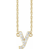 diamond lowercase initial necklace, initial necklace, diamond initial necklace 14K yellow gold Y initial charm variant--Y variant--14K-yellow-gold