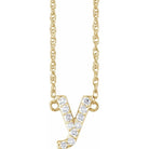 diamond lowercase initial necklace, initial necklace, diamond initial necklace 14K yellow gold Y initial charm