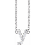 diamond lowercase initial necklace, initial necklace, diamond initial necklace 14K white gold Y initial charm variant--Y variant--14K-white-gold