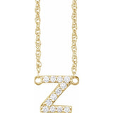 diamond lowercase initial necklace, initial necklace, diamond initial necklace 14K yellow gold Z initial charm variant--Z variant--14K-yellow-gold