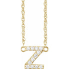 diamond lowercase initial necklace, initial necklace, diamond initial necklace 14K yellow gold Z initial charm