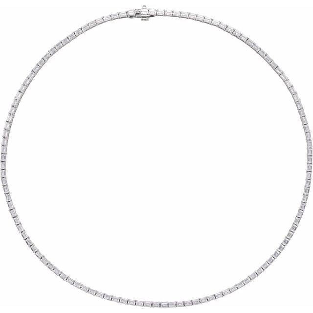 Baguette diamond tennis necklace in 14K gold variant--14K-white-gold