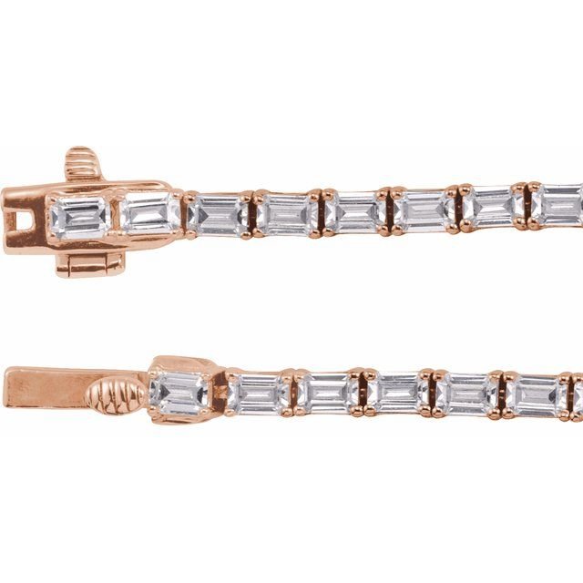 Close-up diamond baguette necklace close-up clasp variant--14K-rose-gold
