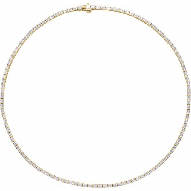 Lab-grown diamond baguette tennis necklace variant--14K-yellow-gold