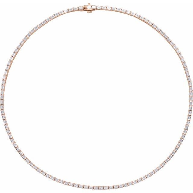 Modern baguette diamond tennis necklace variant--14K-rose-gold
