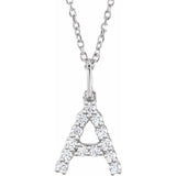 diamond initial necklace, initial necklace, diamond initial necklace 14K white gold A initial charm variant--A variant--14K-white-gold