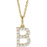 diamond initial necklace, initial necklace, diamond initial necklace 14K yellow gold B initial charm variant--B variant--14K-yellow-gold