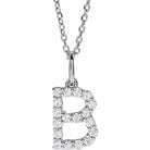 diamond initial necklace, initial necklace, diamond initial necklace 14K white gold B initial charm