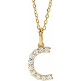 diamond initial necklace, initial necklace, diamond initial necklace 14K yellow gold C initial charm variant--C variant--14K-yellow-gold