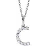 diamond initial necklace, initial necklace, diamond initial necklace 14K white gold C initial charm variant--C variant--14K-white-gold